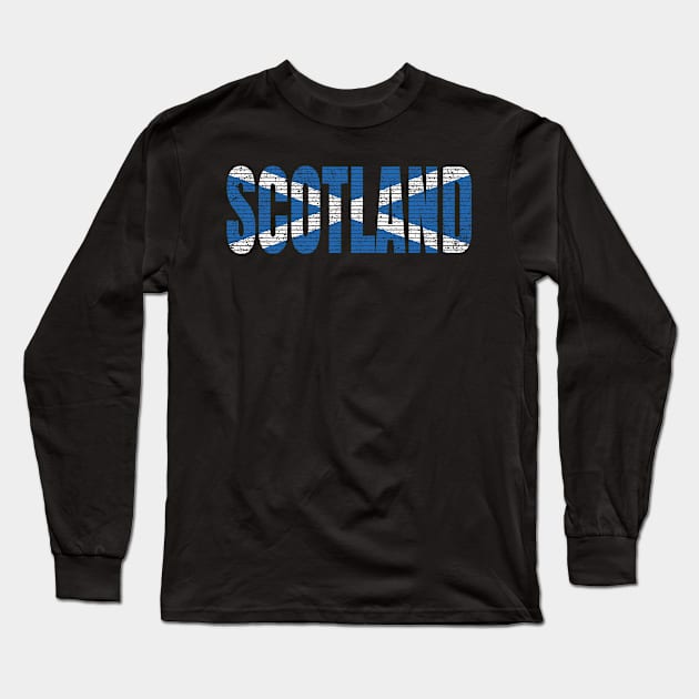 Scottish National Flag Vintage Scotland Country Gift Long Sleeve T-Shirt by Grabitees